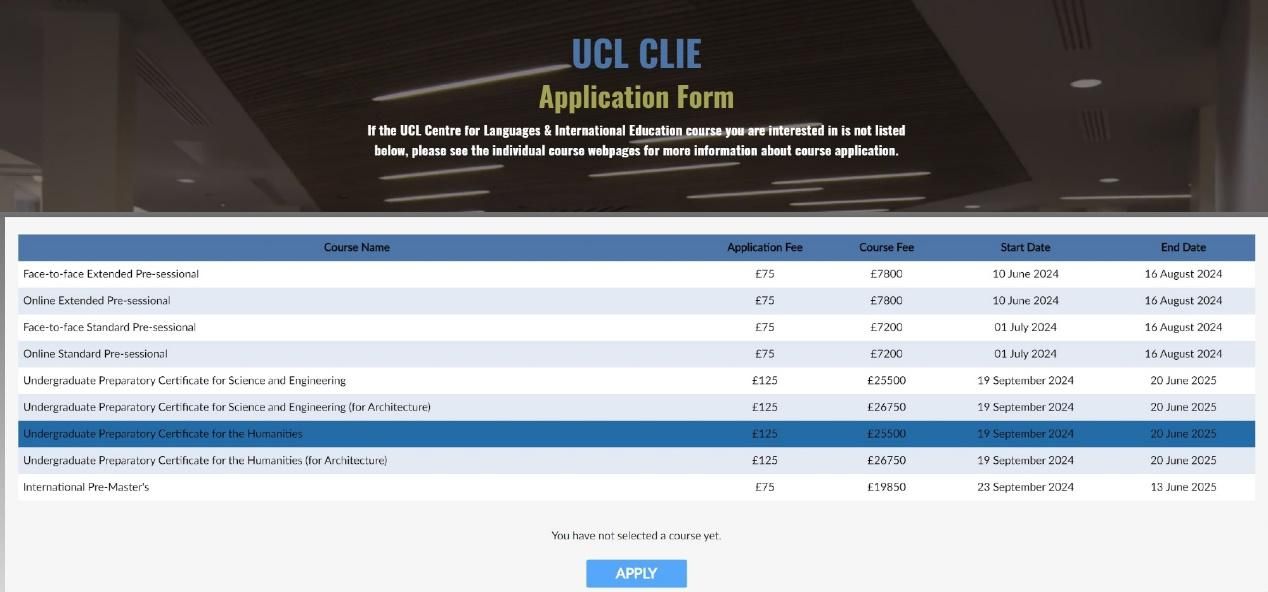 UCL伦敦大学学院2024年语言班开放申请
